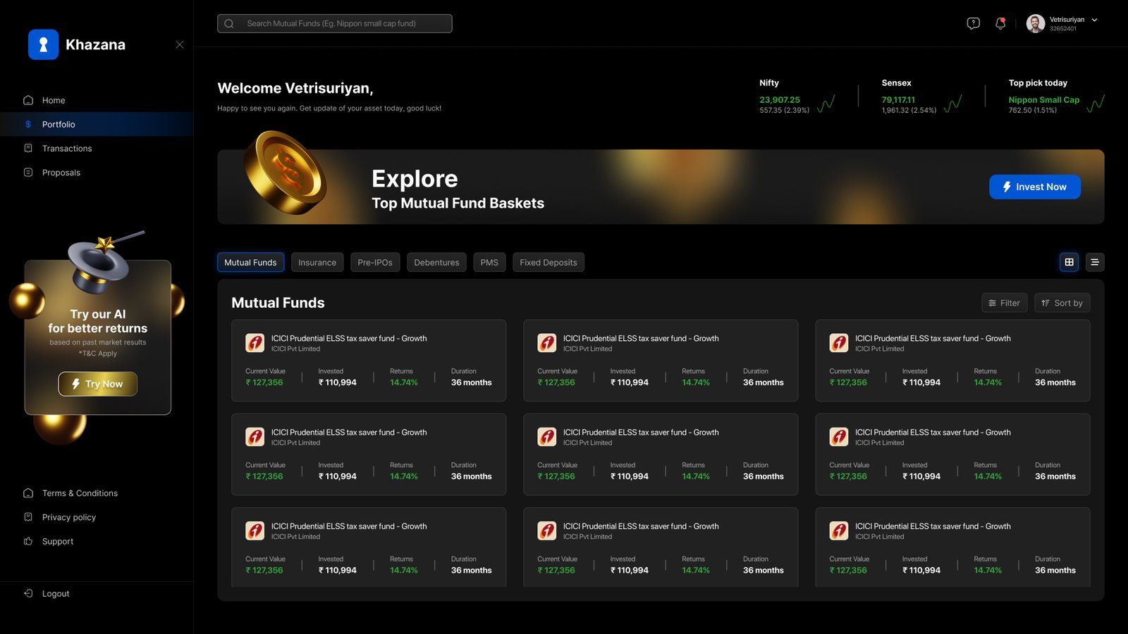 Khazana Dashboard